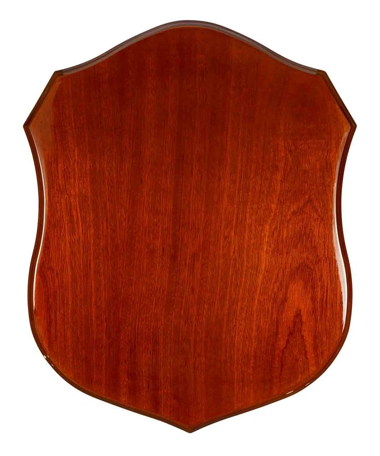 Polished timber shield plaque